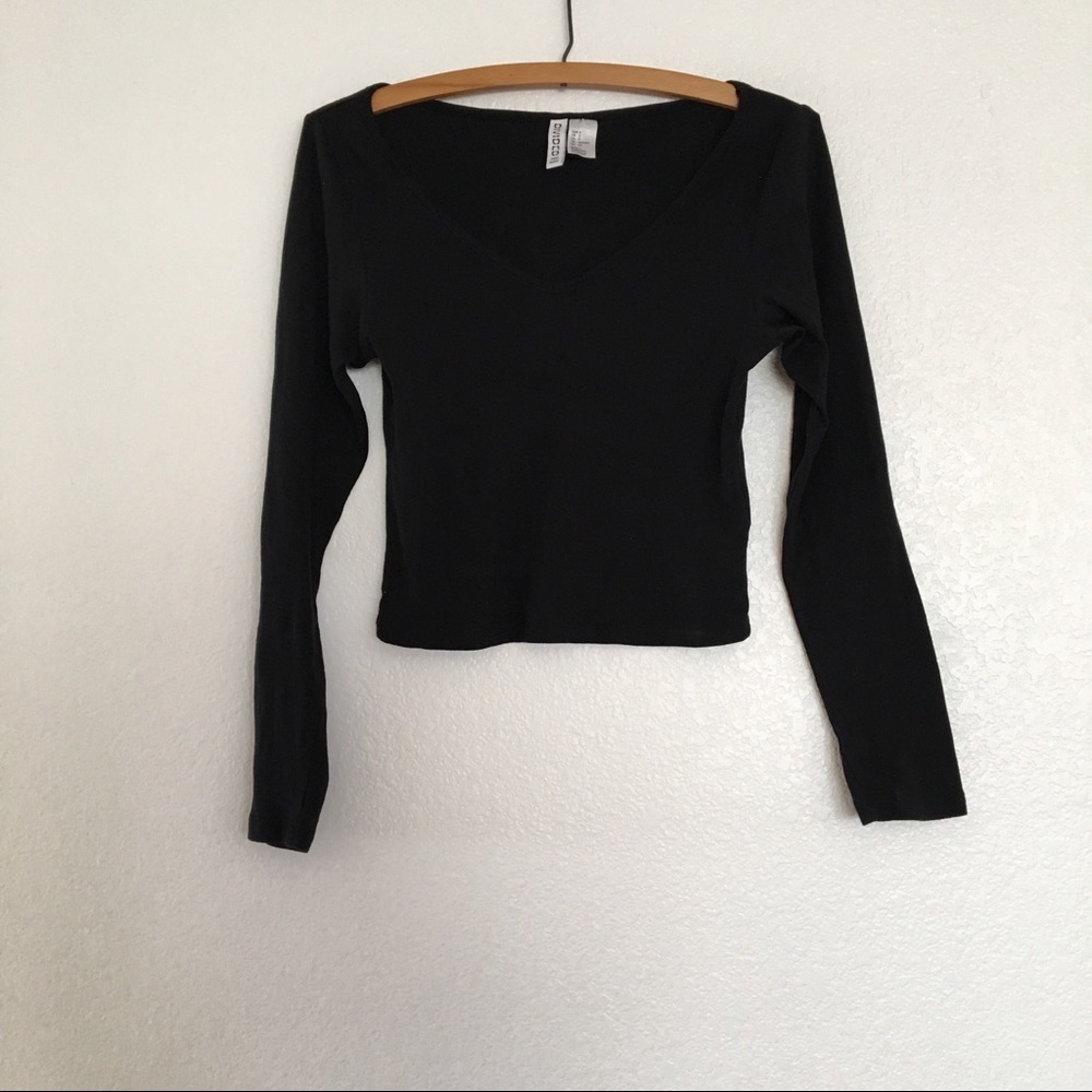 H&M Long Sleeve Black Crop Top